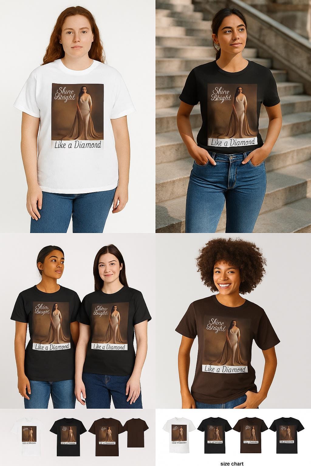 Camiseta unisex "Brilla como un diamante" - Algodón grueso, motivacional, tallas S-5XL