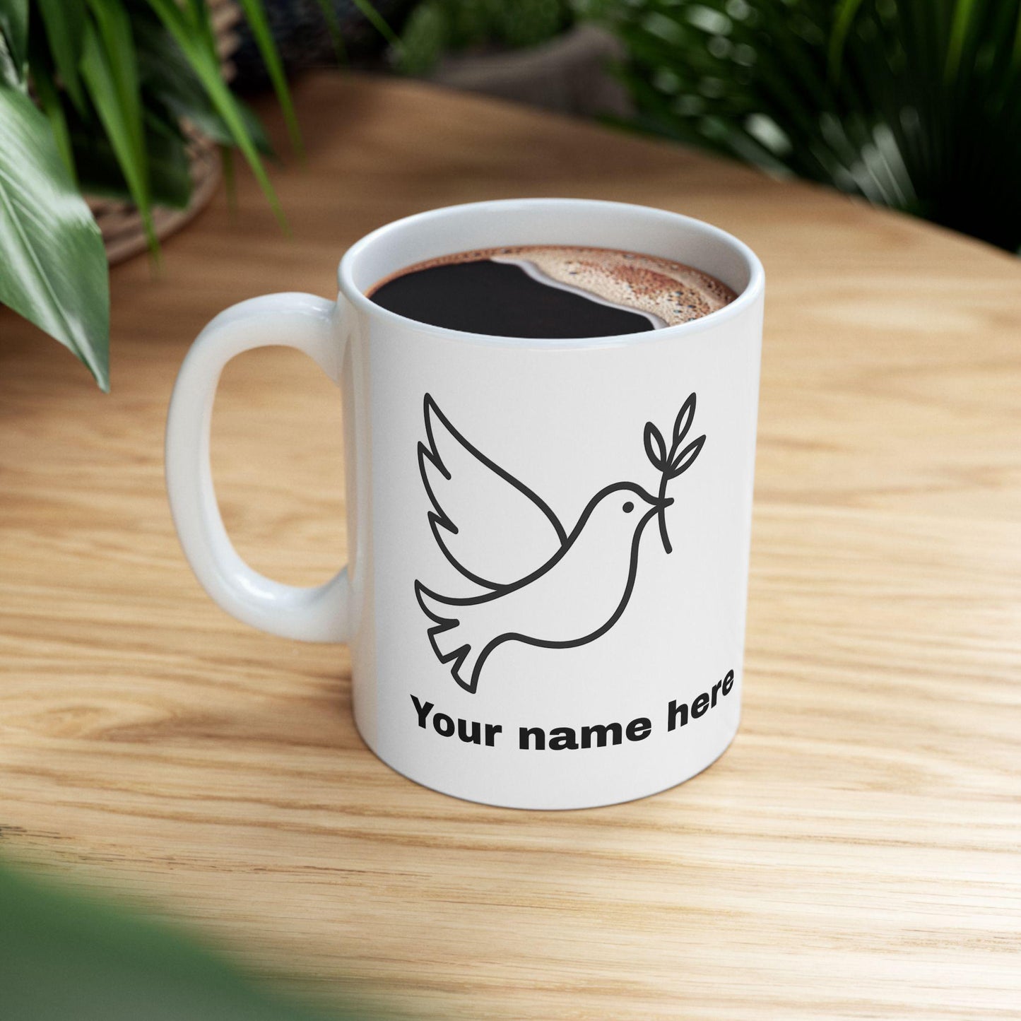 Mug colombe de la paix personnalisable – céramique brillante 11oz/15oz, micro-ondes & lave-vaisselle