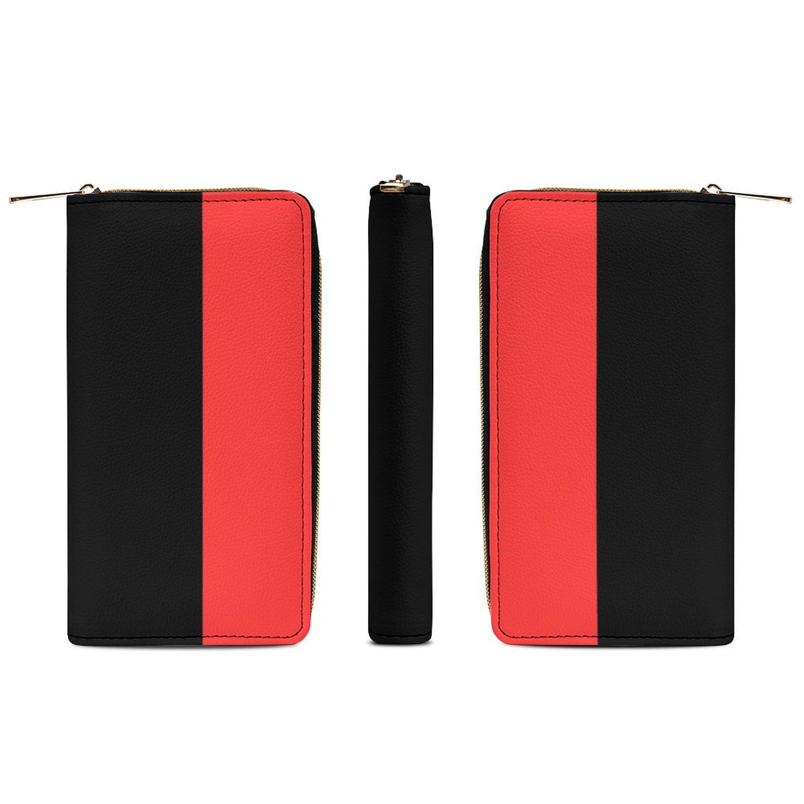 Portefeuille noir et rouge en cuir vegan haut de gamme – Élégance audacieuse et grande capacité - Big Smiles All Sizes