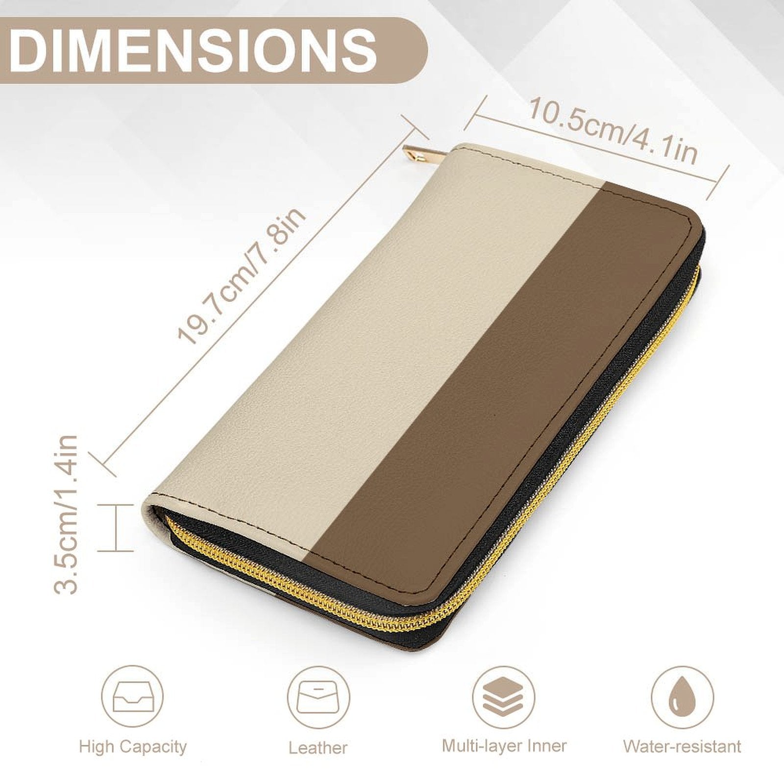 Portefeuille beige et taupe en cuir vegan haut de gamme – Élégance naturelle et grande capacité - Big Smiles All Sizes