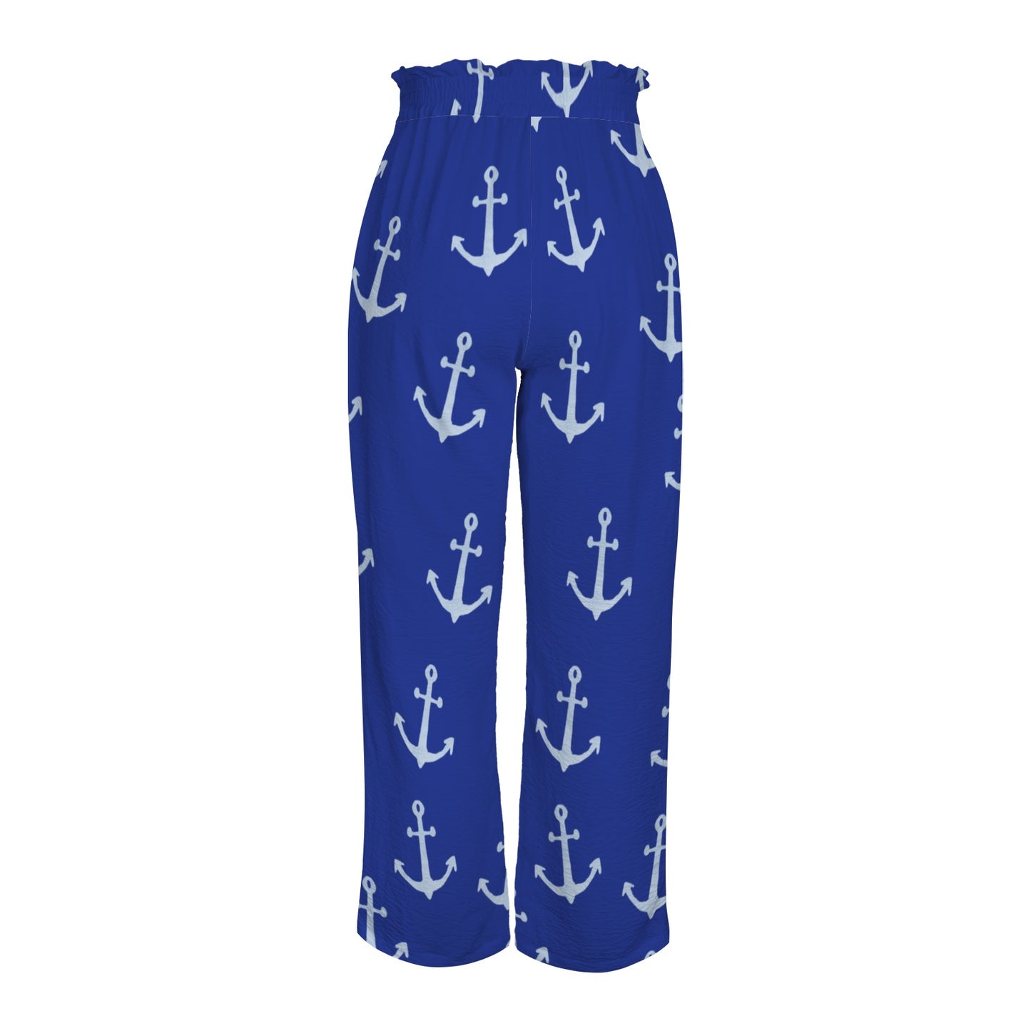 Pantalon large marin à taille élastique & lien, avec poches – imprimé ancres – S à 5XL - Big Smiles All Sizes