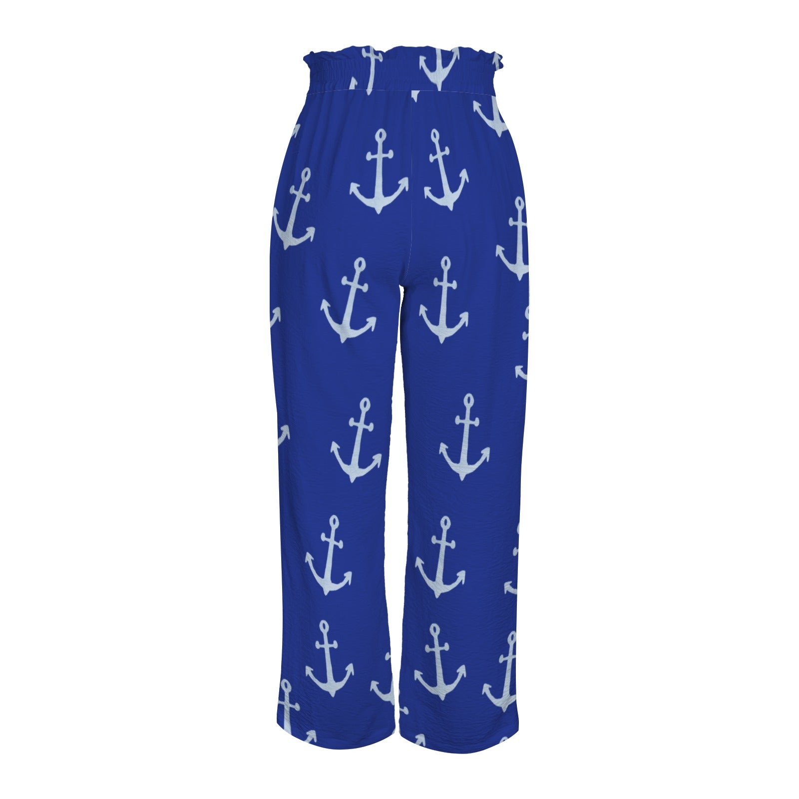 Pantalon large marin à taille élastique & lien, avec poches – imprimé ancres – S à 5XL - Big Smiles All Sizes