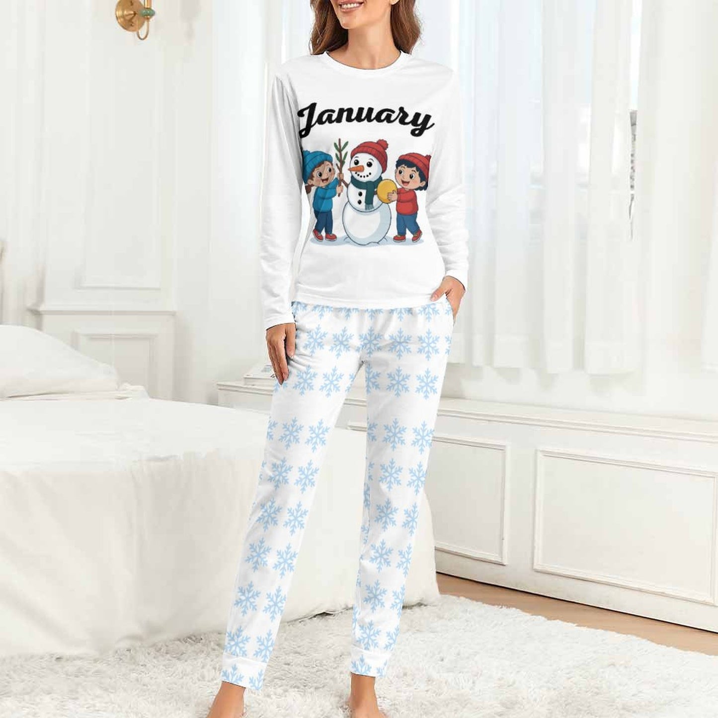 Pyjama femme 2 pièces “January” – doux, extensible, poches, grande taille - Big Smiles All Sizes