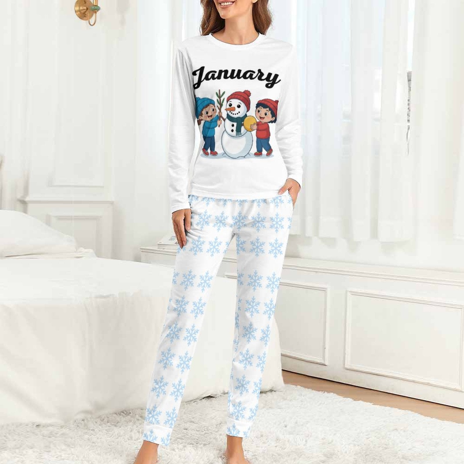 Pyjama femme 2 pièces “January” – doux, extensible, poches, grande taille - Big Smiles All Sizes
