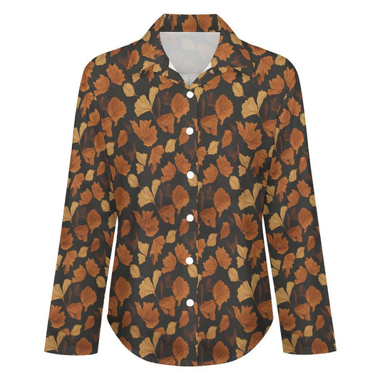 Chemise à ourlet asymétrique – imprimé feuilles d’automne | Big Smiles