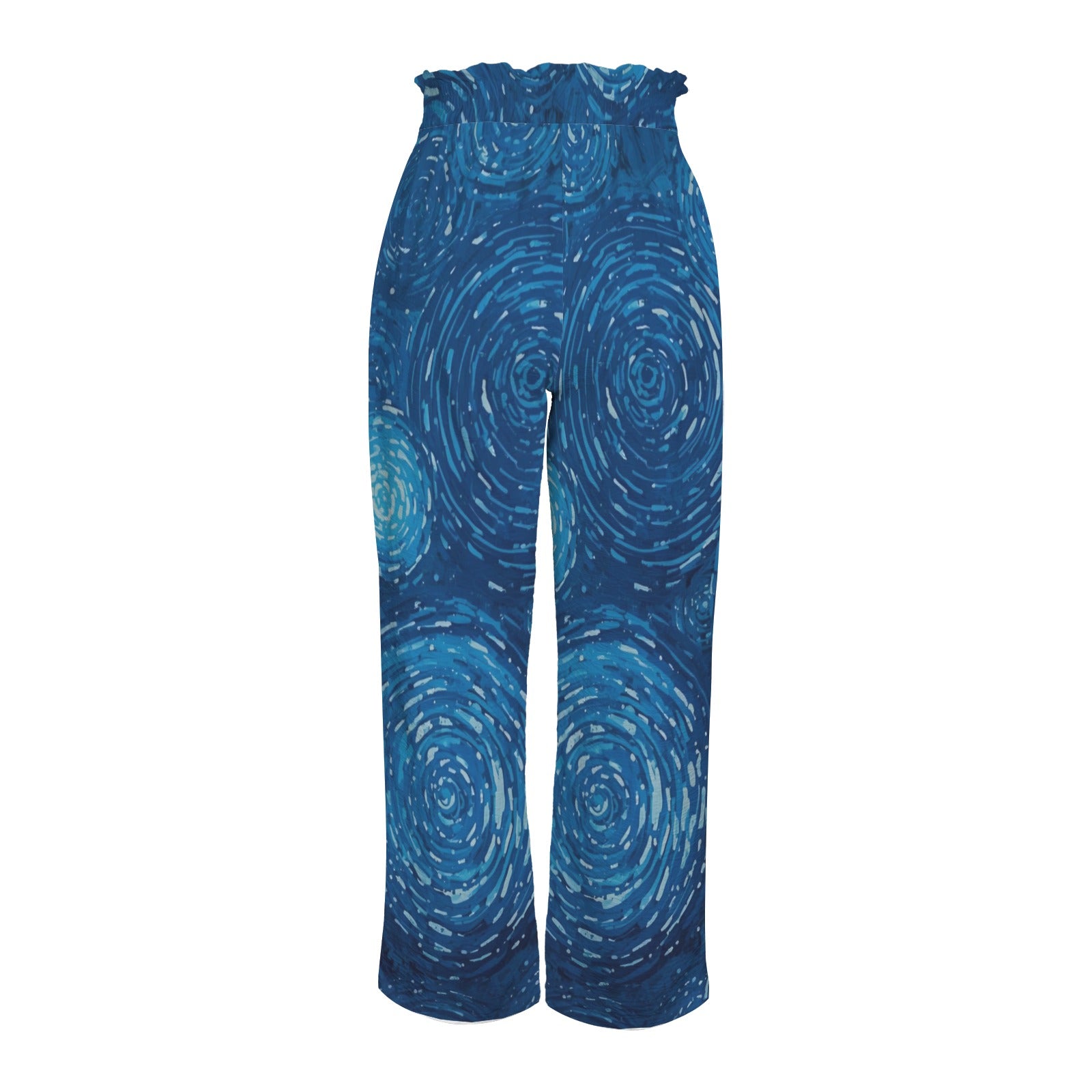 Pantalon large bleu à spirales – taille élastique à nouer & poches (S à 5XL) - Big Smiles All Sizes