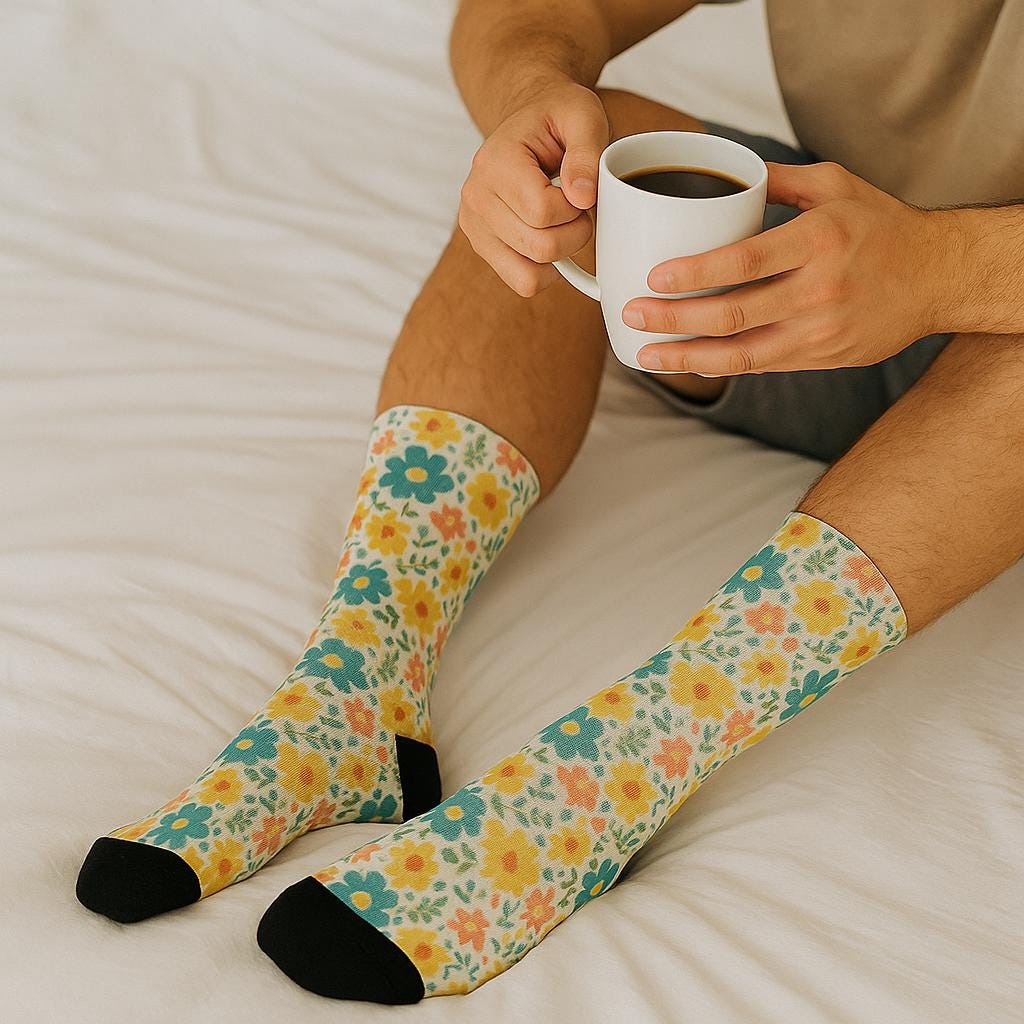 Chaussettes « Floral Pop » – mi-mollet, motif fleuri coloré, confort cosy printemps