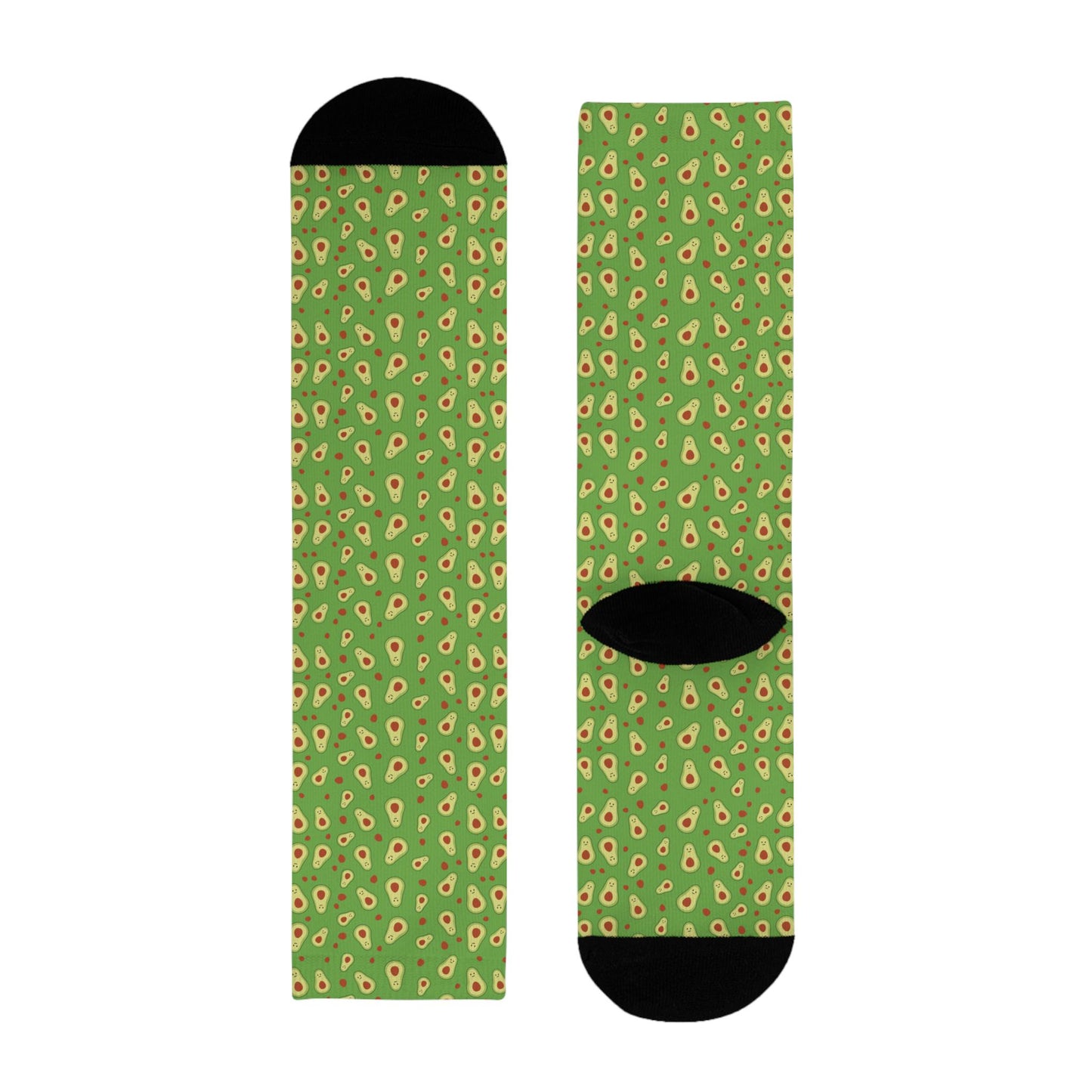 Chaussettes « Avocado Pattern » – crew sublimées, motif avocat fun, cadeau foodie