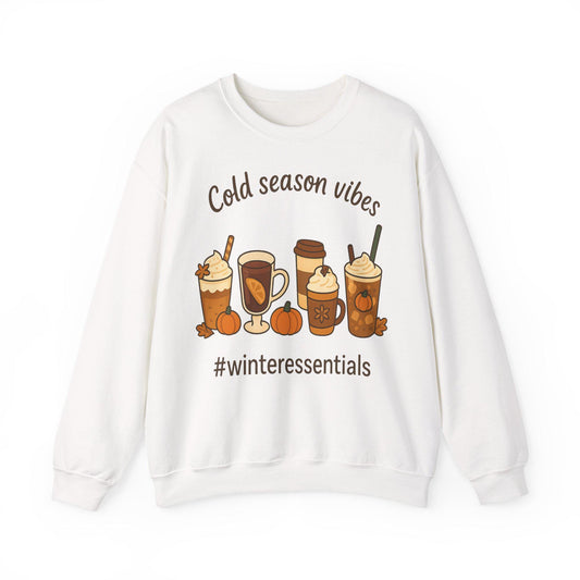 Tailles S - 5XL Sweat Unisexe Cold Season Vibes | Pull Automne Hiver Cocooning | Cadeau Amateur de Café | Sweat Pumpkin Spice