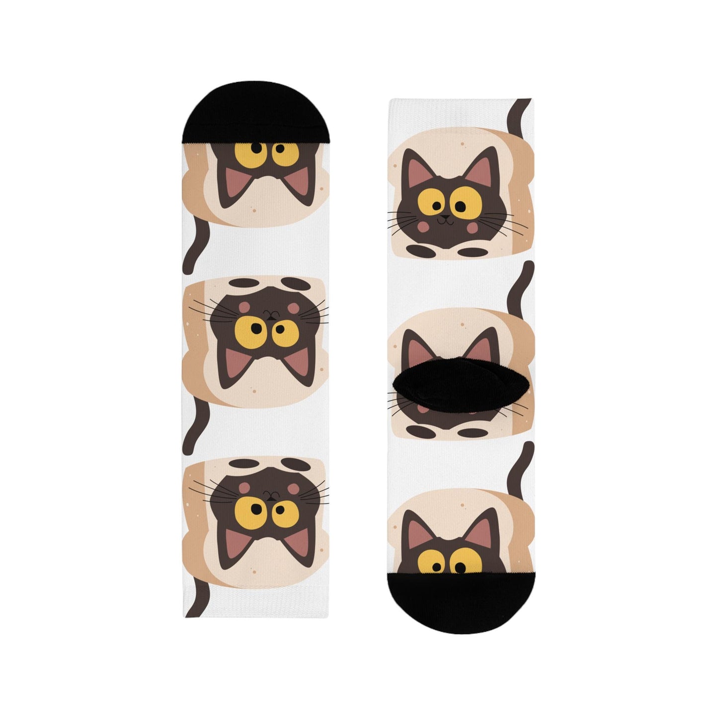 Chaussettes « Bread Cat » – crew imprimées chat mignon, cadeau cat lovers