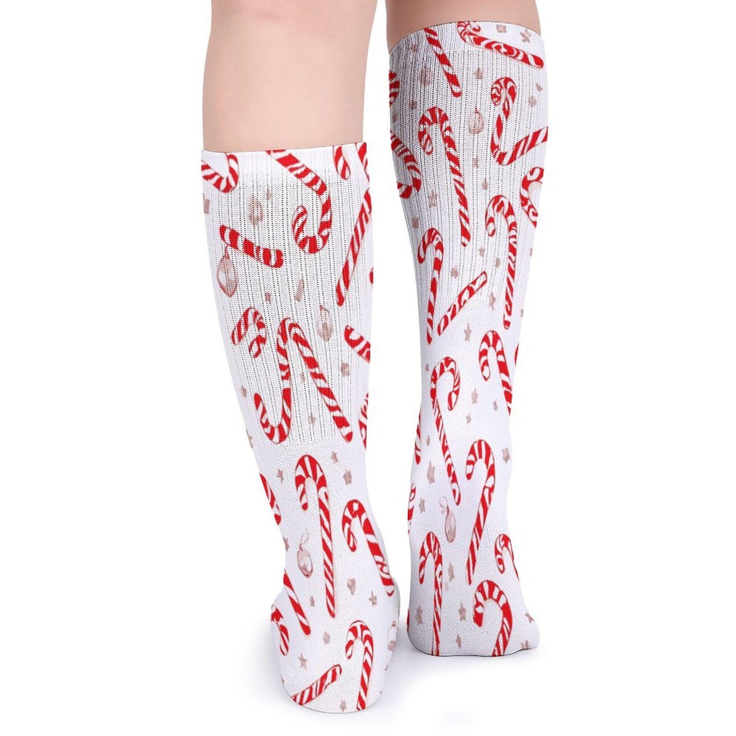 Chaussettes montantes Noël | Imprimé cannes de sucre | Unisexes, respirantes & extensibles | Mode inclusive Big Smiles