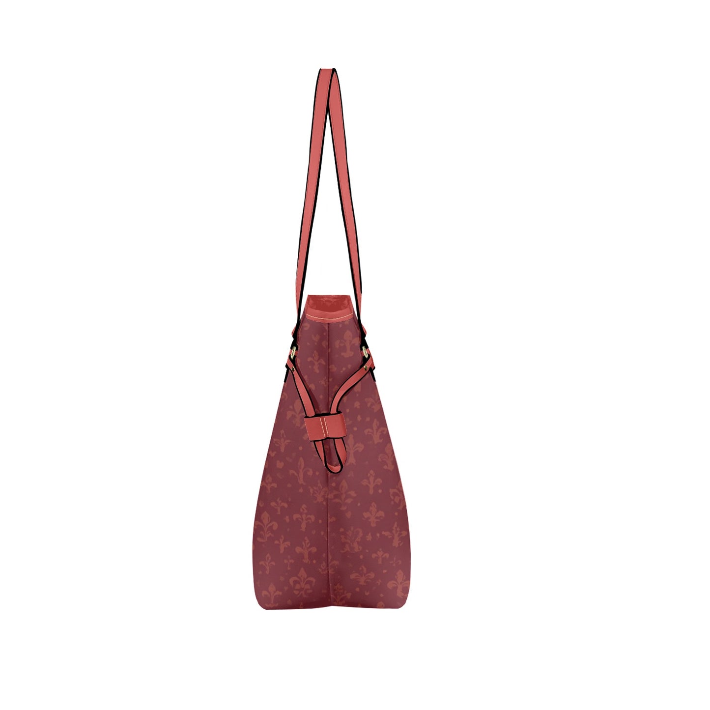 Sac cabas en cuir vegan bordeaux – Élégance florale, porté main ou bandoulière - Big Smiles All Sizes