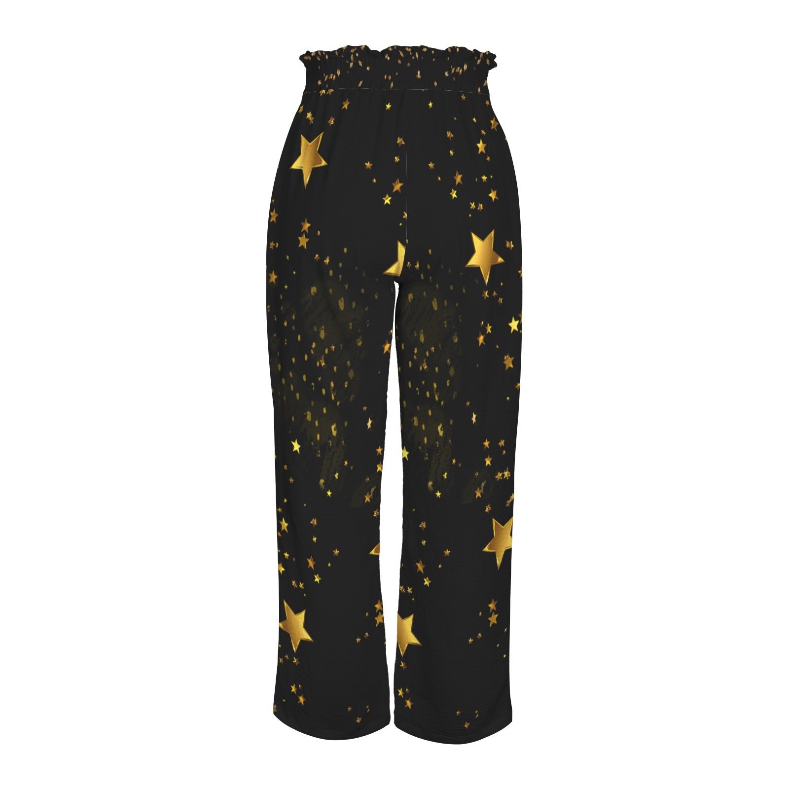 Pantalon large noir à étoiles – taille élastique à nouer & poches (S à 5XL) - Big Smiles All Sizes