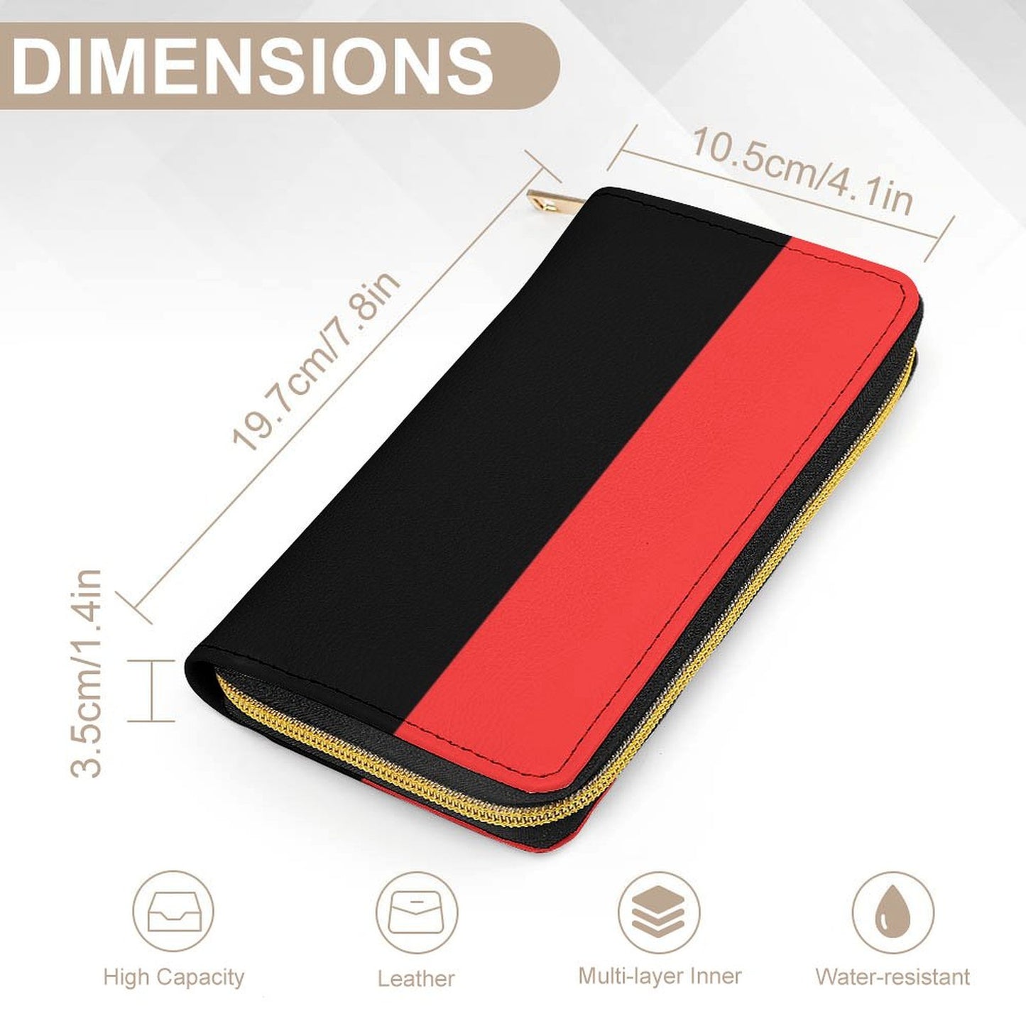 Portefeuille noir et rouge en cuir vegan haut de gamme – Élégance audacieuse et grande capacité - Big Smiles All Sizes