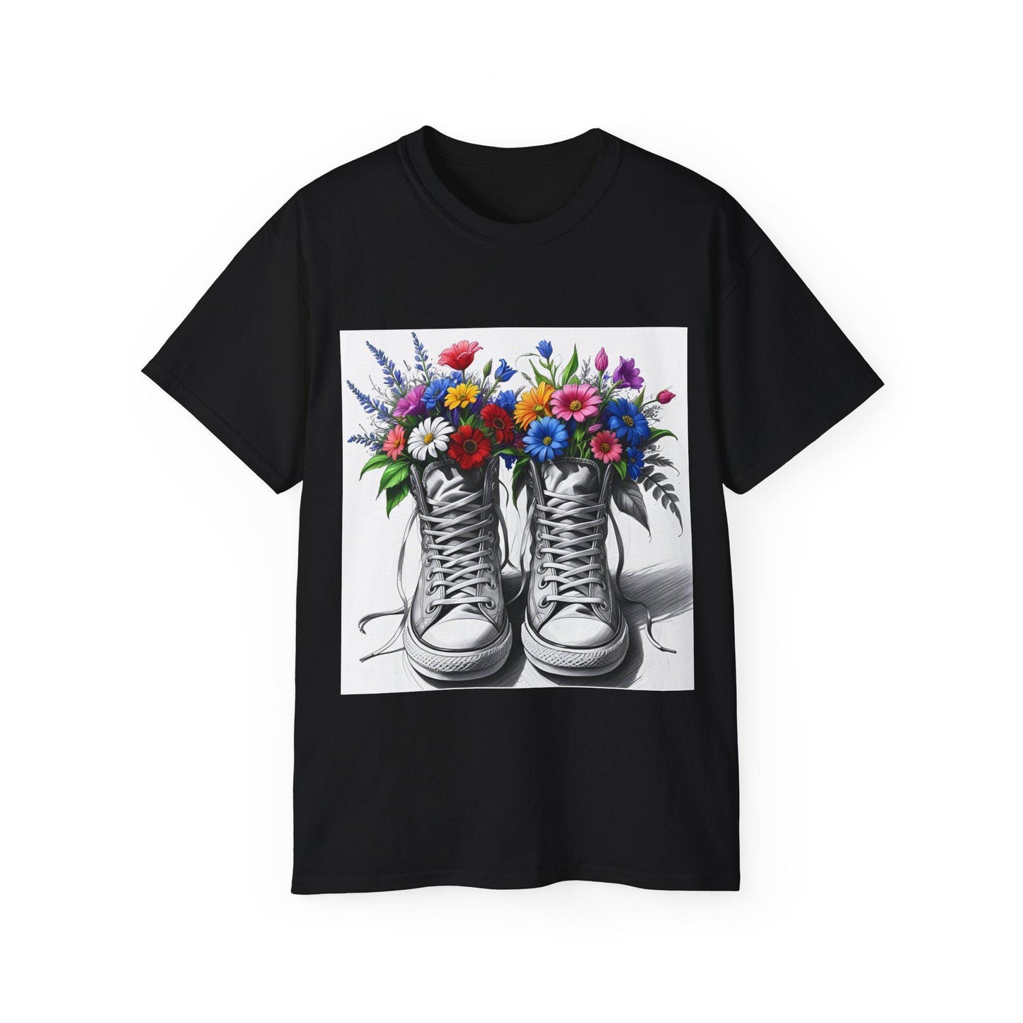 Camiseta unisex con estampado floral - Algodón ultrafino, diseño floral vintage, tallas S a 5XL