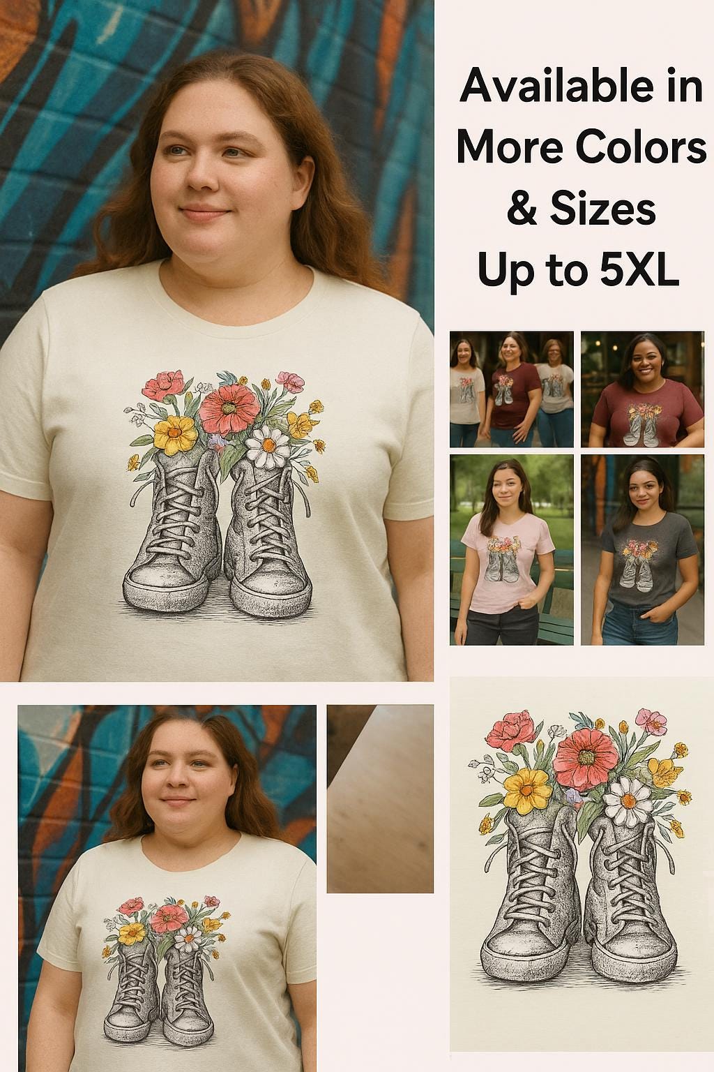 Camiseta deportiva floral unisex - Jersey ligero, diseño floral de verano, tallas XS a 5XL