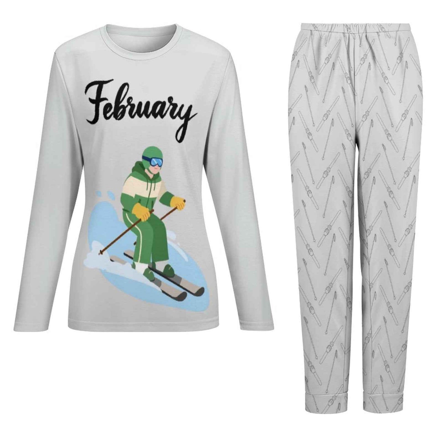 Pyjama d’hiver « February Ski » – Ensemble 2 pièces XS à 6XL | Big Smiles