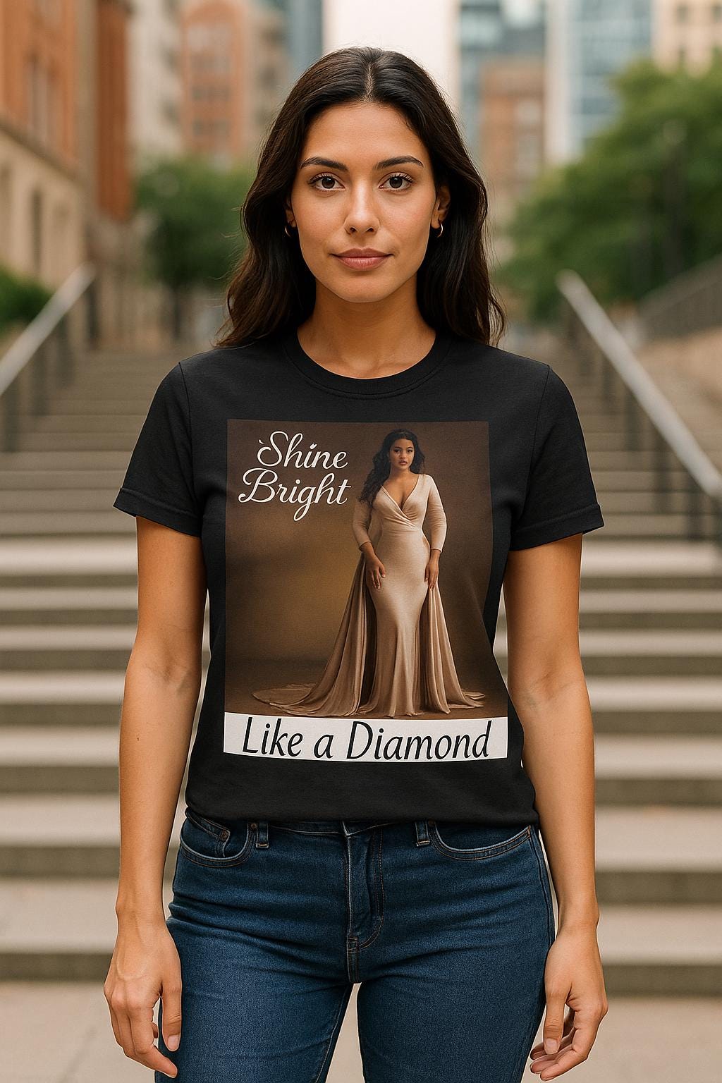 Camiseta unisex "Brilla como un diamante" - Algodón grueso, motivacional, tallas S-5XL