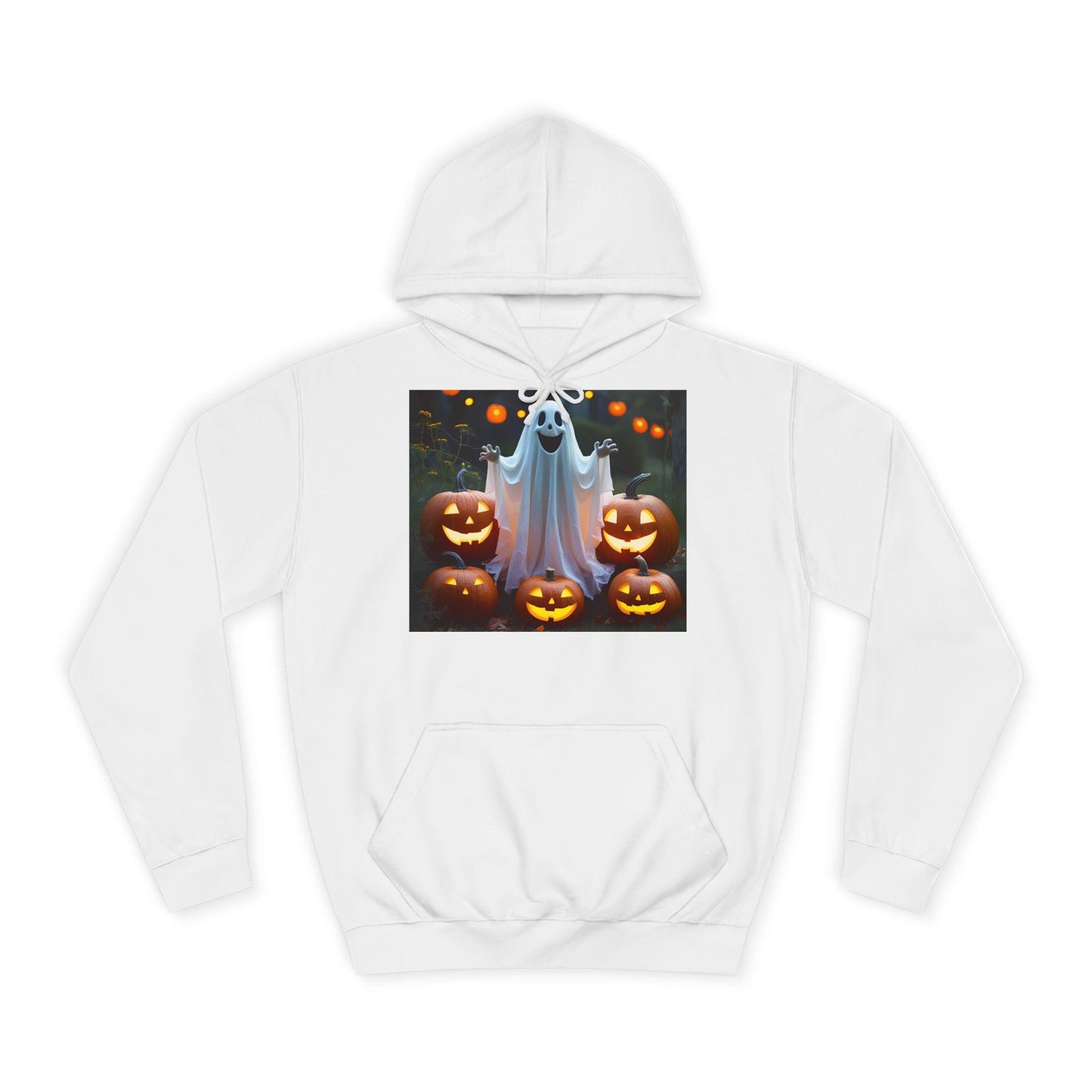 Tailles XS–5XL Sweat à capuche unisexe d'automme pour Halloween avec fantôme et citrouilles, coton mélangé