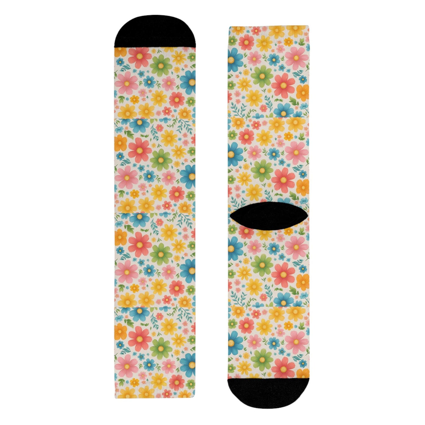 Chaussettes « Floral Pop » – mi-mollet, motif fleuri coloré, confort cosy printemps