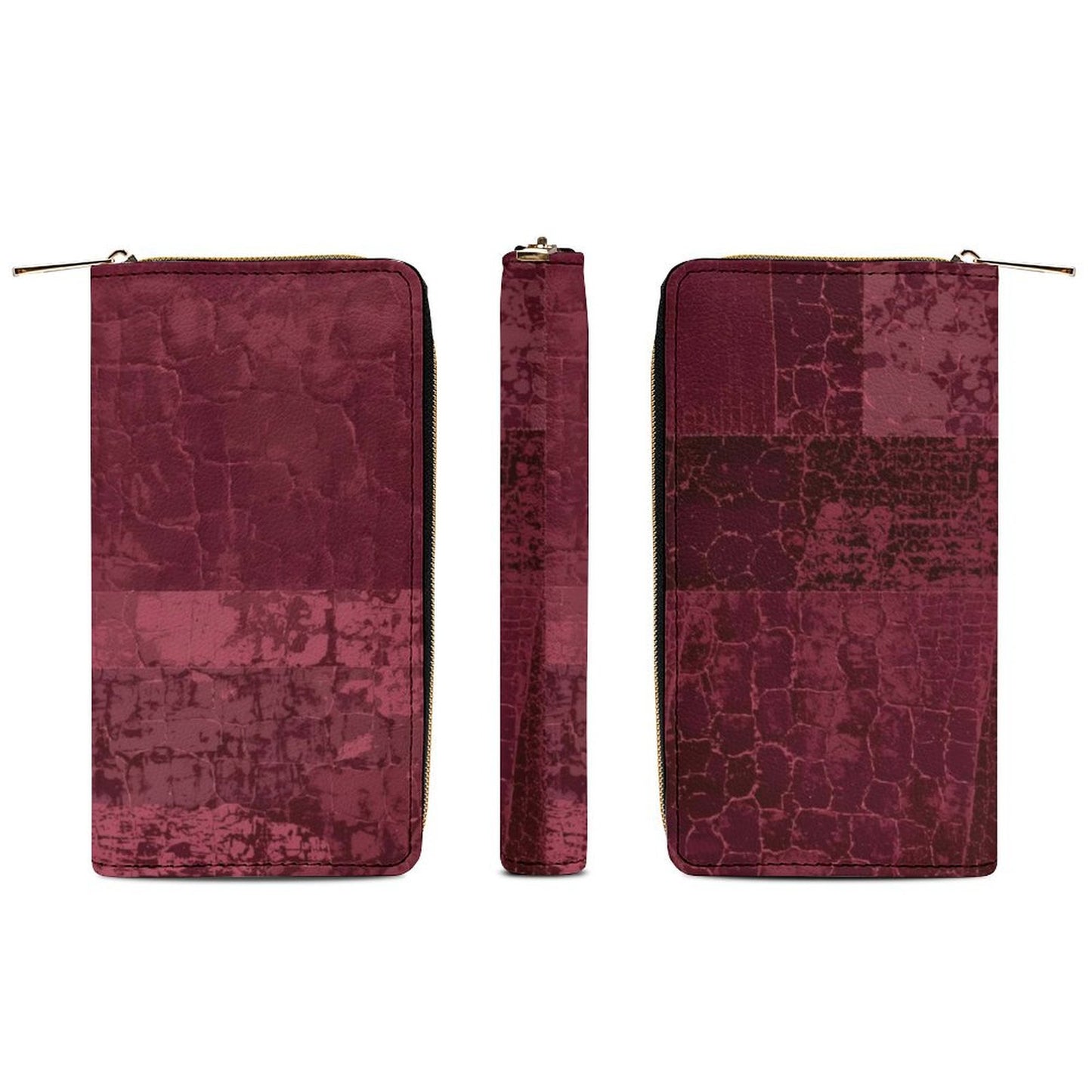 Portefeuille bordeaux patchwork en cuir vegan haut de gamme – Style artistique et grande capacité - Big Smiles All Sizes