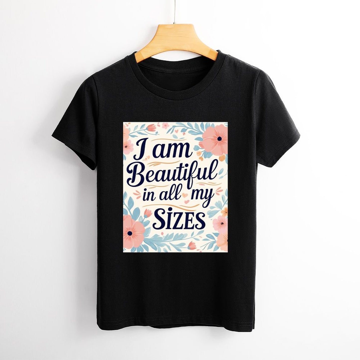 Camiseta de mujer «Soy guapa en todas mis tallas»: algodón de 190 g, impresión DTG HD, tallas S a 6XL
