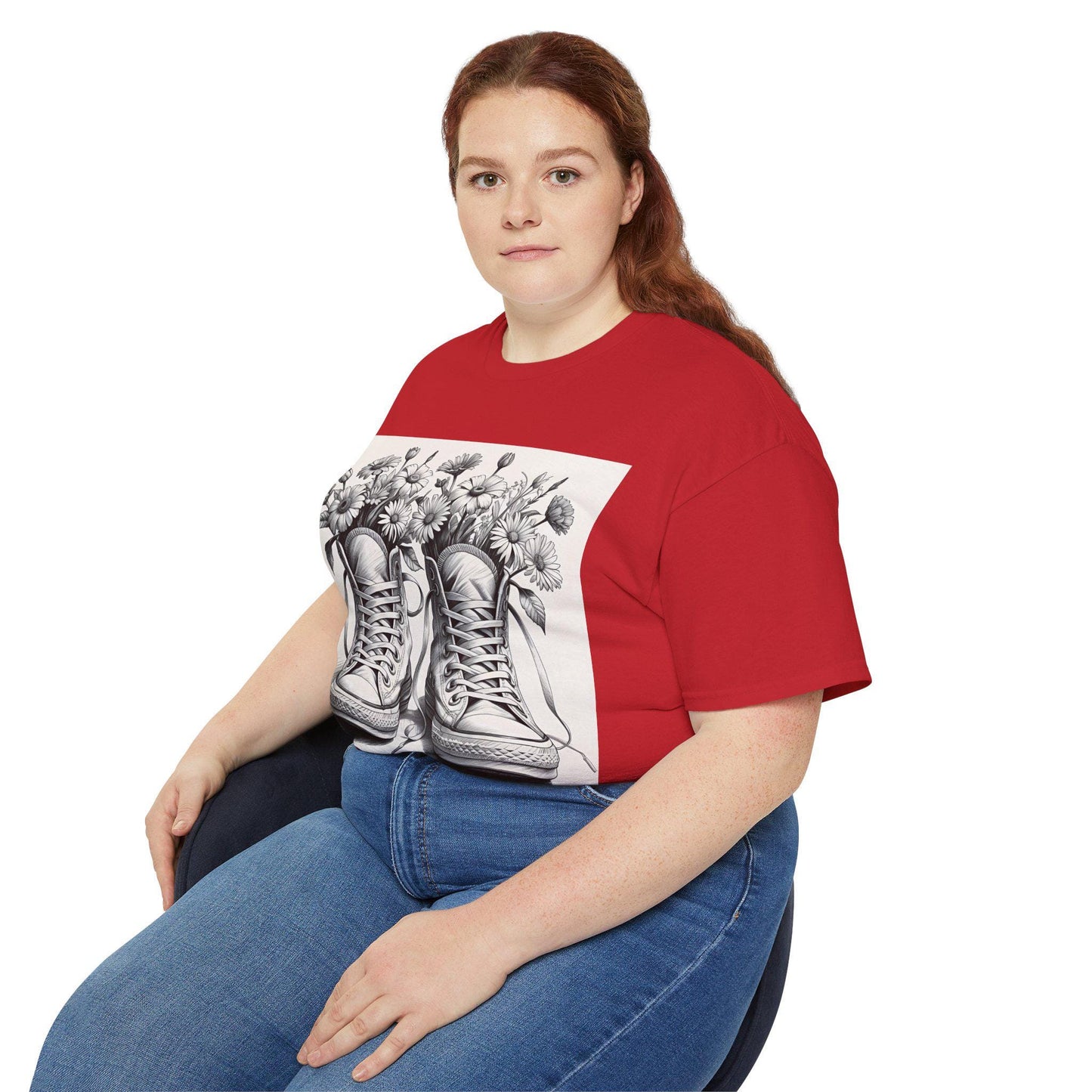 Camiseta unisex floral Converse - Algodón ultra suave, zapatillas vintage con estampado floral, tallas S-5XL