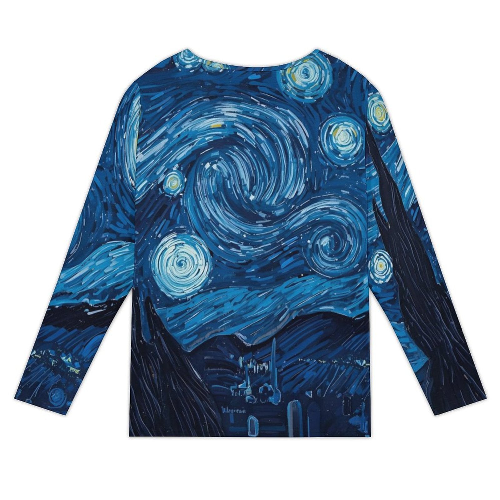 T-shirt manches longues femme – col asymétrique boutonné, imprimé “nuit étoilée” (S à 5XL) - Big Smiles All Sizes