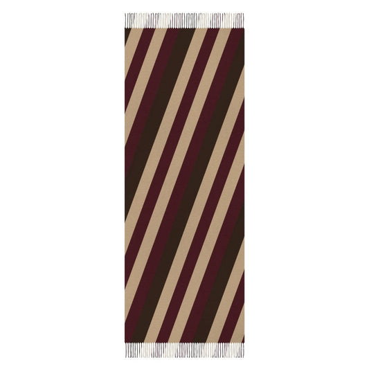 Écharpe à franges façon cachemire – imprimé intégral bordeaux & beige | Big Smiles