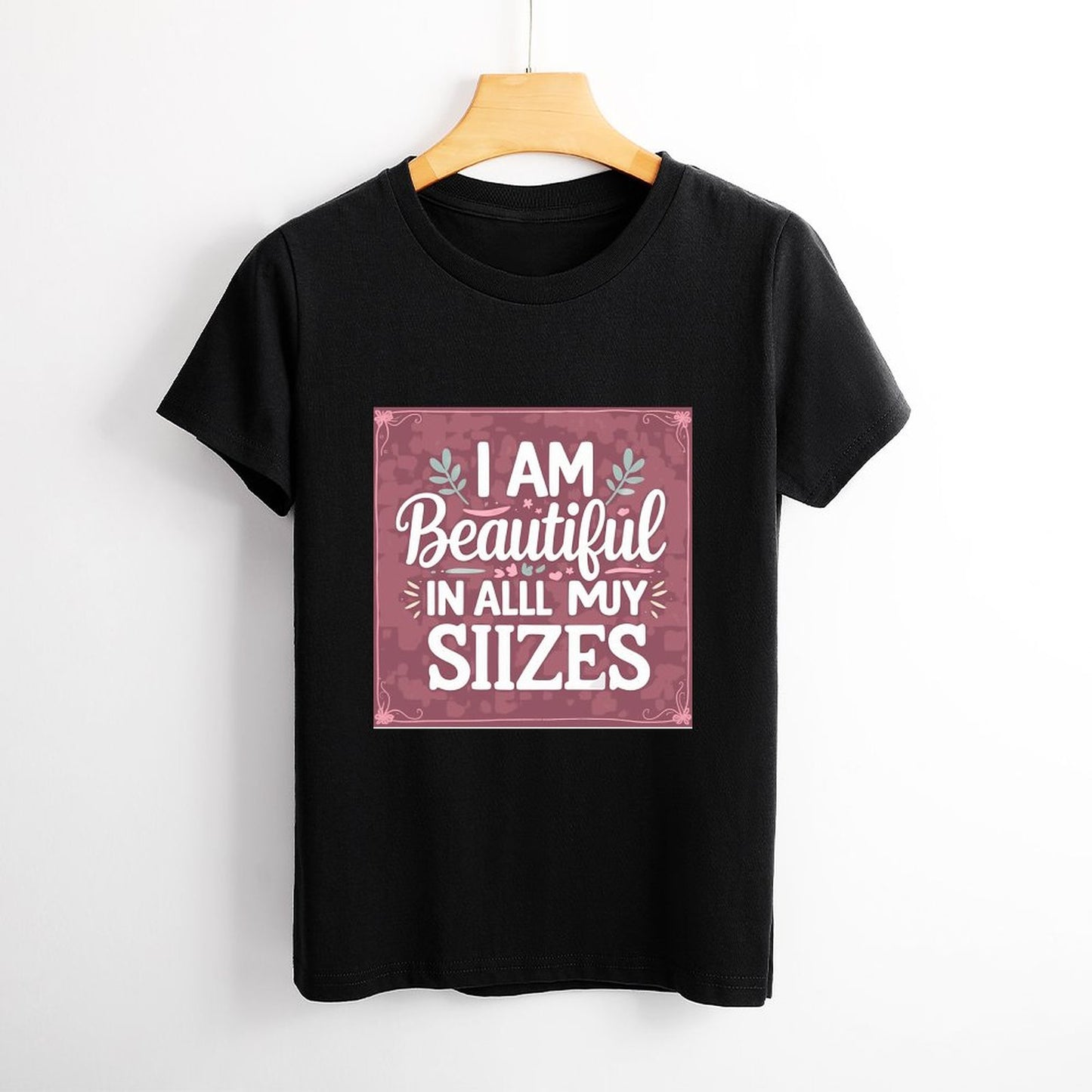 Camiseta burdeos para mujer «Soy guapa en todas mis tallas»: algodón de 190 g, impresión DTG HD, tallas S a 6XL.