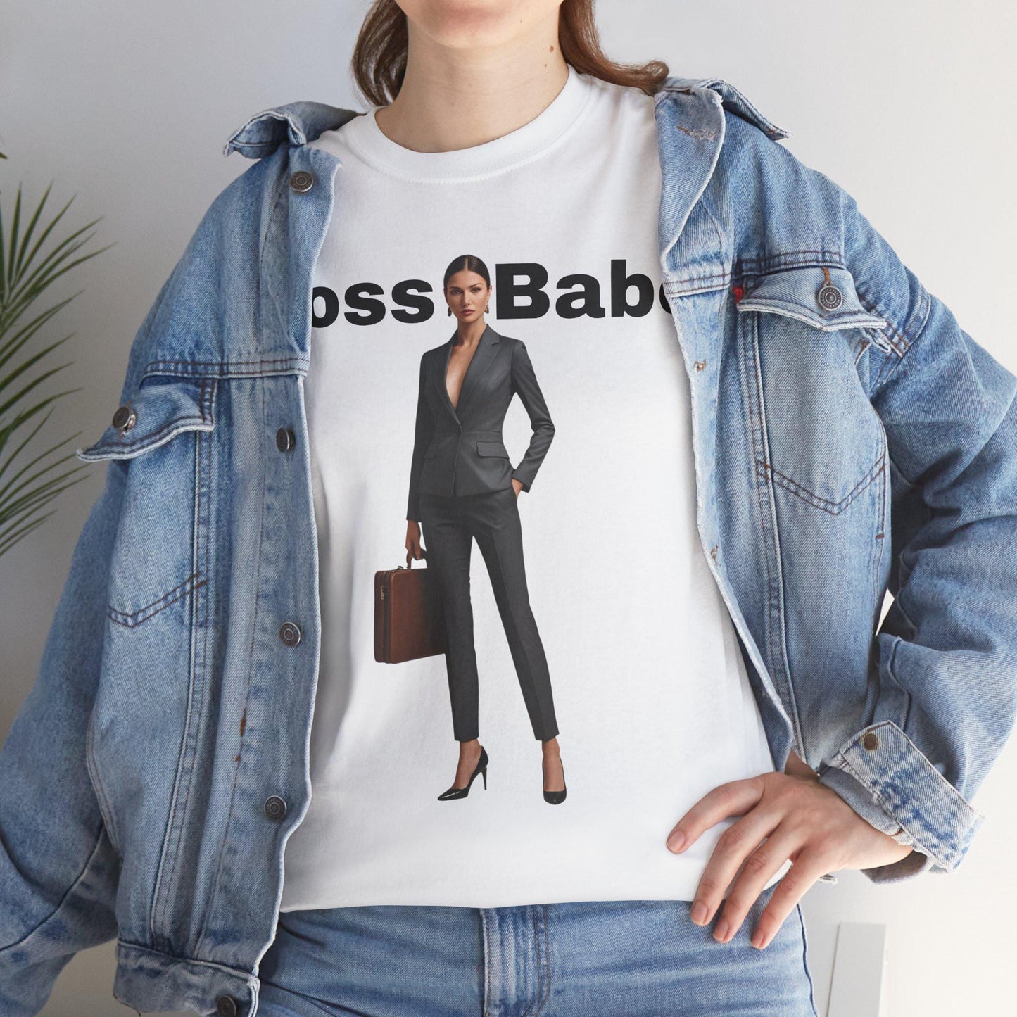 Camiseta unisex Boss Babe - Motivacional de algodón grueso, estilo oficina, tallas S-5XL