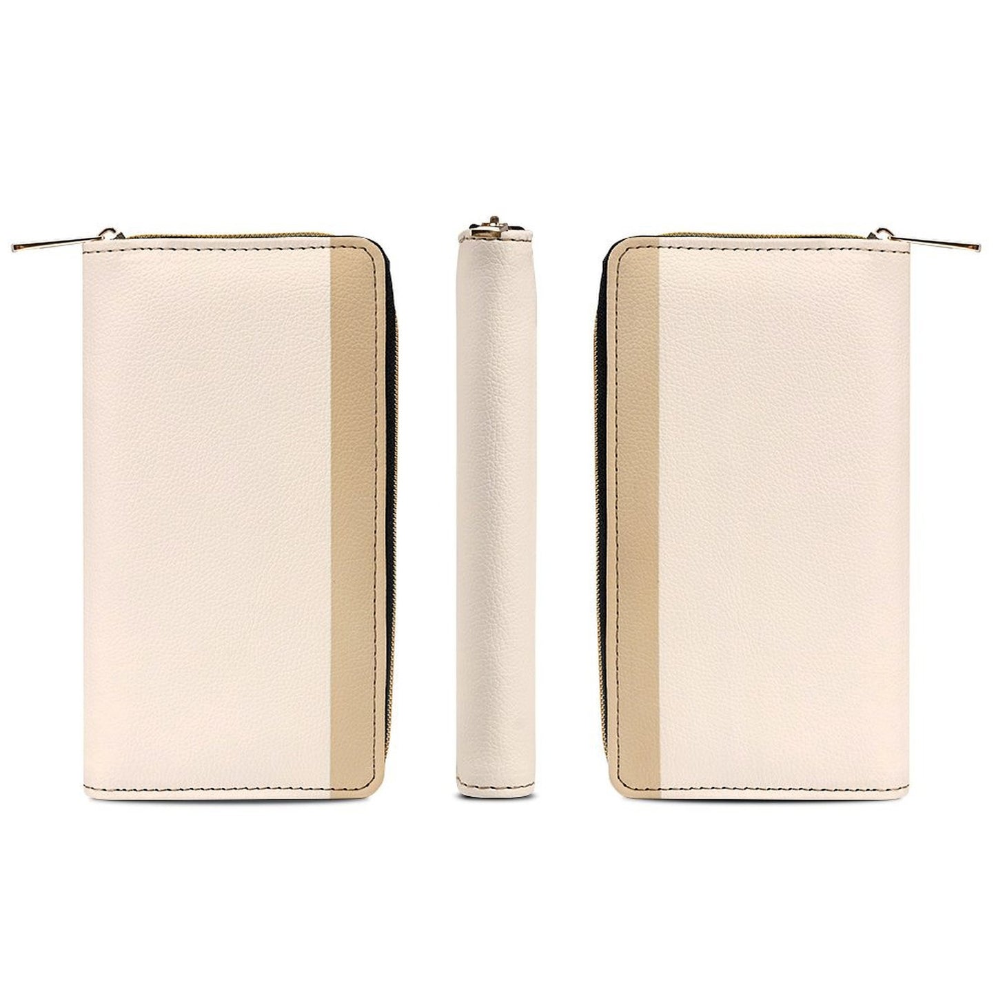 Portefeuille beige en cuir vegan haut de gamme – Élégance naturelle et grande capacité - Big Smiles All Sizes