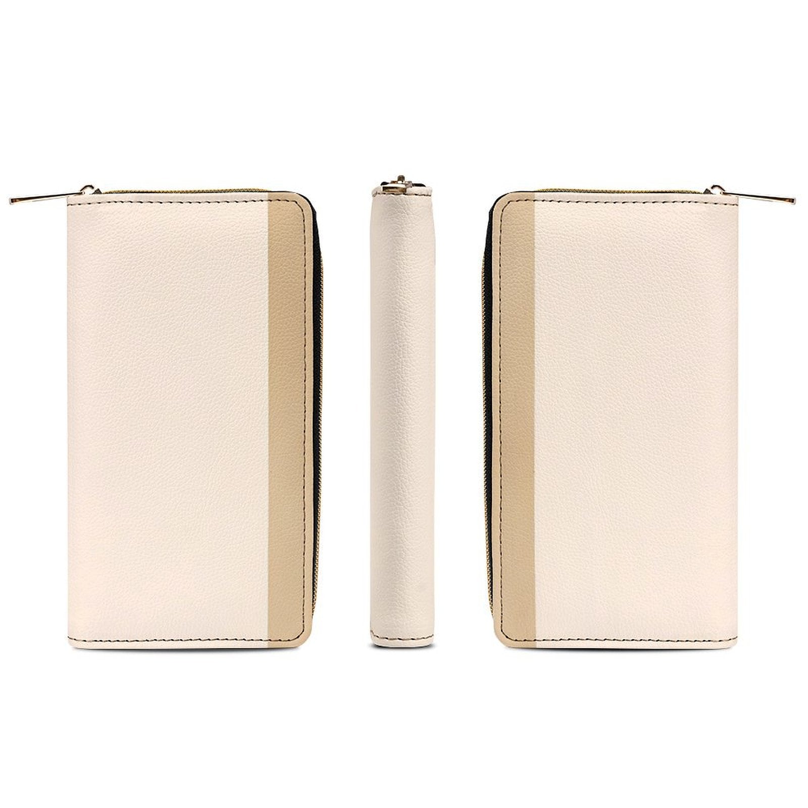 Portefeuille beige en cuir vegan haut de gamme – Élégance naturelle et grande capacité - Big Smiles All Sizes