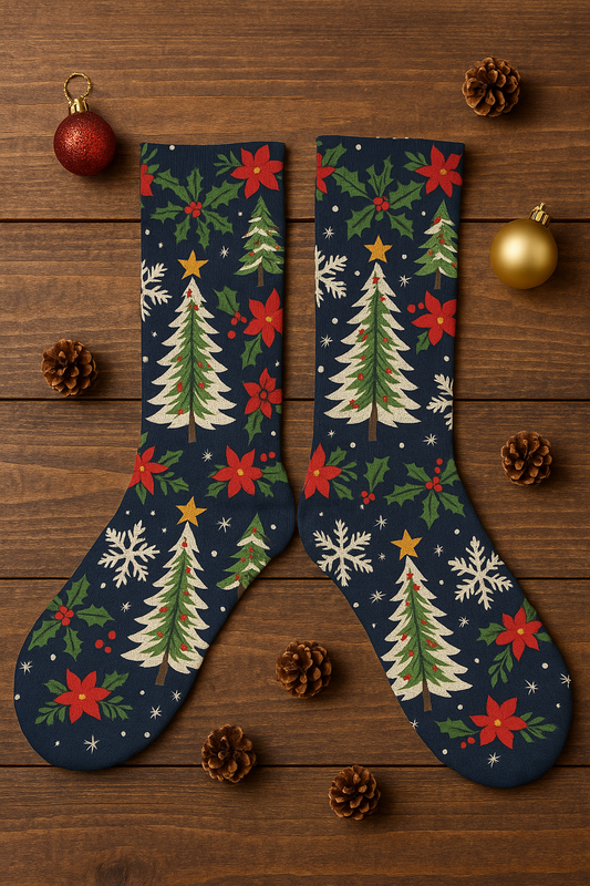 Chaussettes hautes de Noël – respirantes, douces et festives | Impression intégrale | Big Smiles