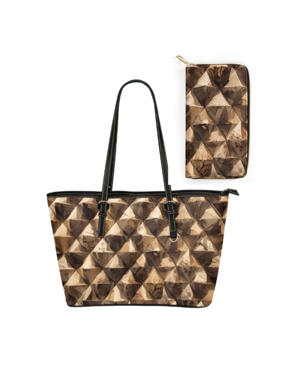 Brown 3D Effect Vegan Leather Tote Bag – Bold Style and Urban Sophistication