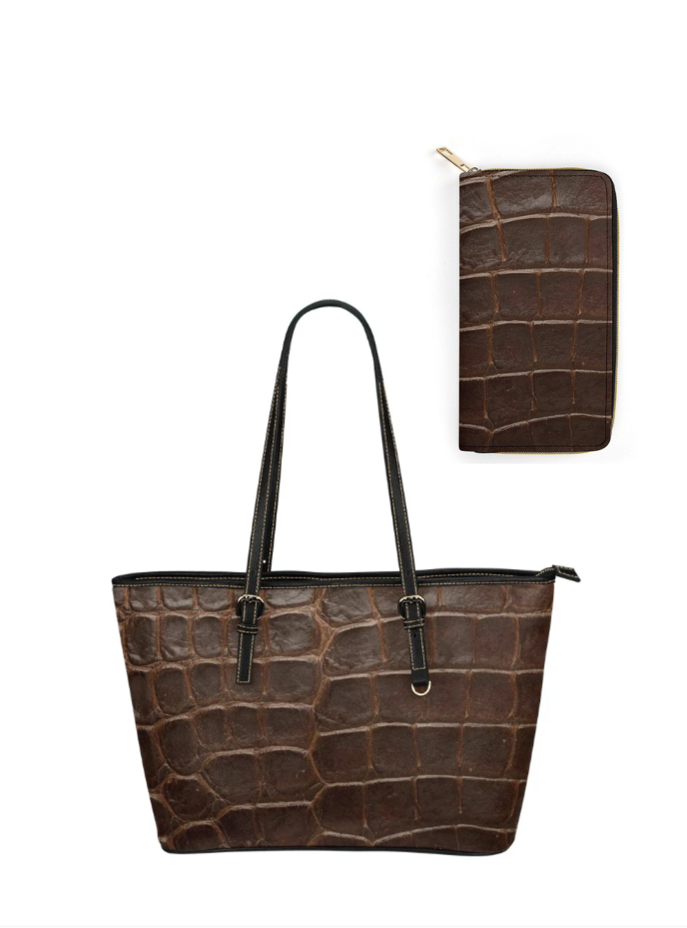 Brown vegan leather tote bag – Elegant and timeless crocodile finish