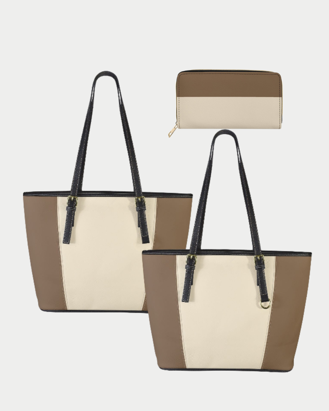 Beige and Brown Vegan Leather Tote Bag – Natural Elegance and Everyday Style