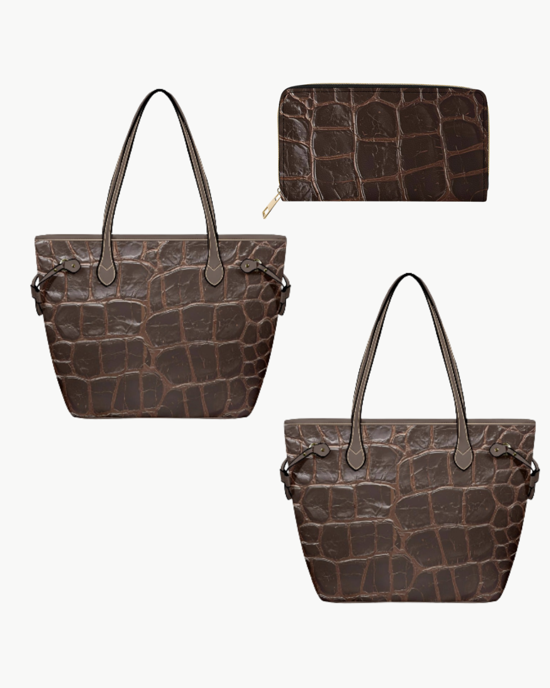 Brown Vegan Leather Tote Bag – Chic Crocodile Design and Sophisticated Look
