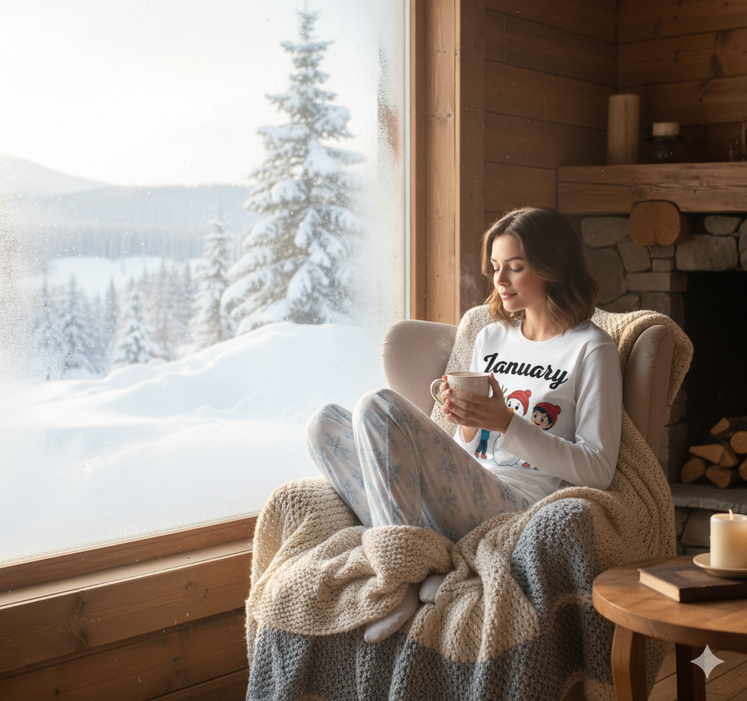 Pyjama femme 2 pièces “January” – doux, extensible, poches, grande taille - Big Smiles All Sizes