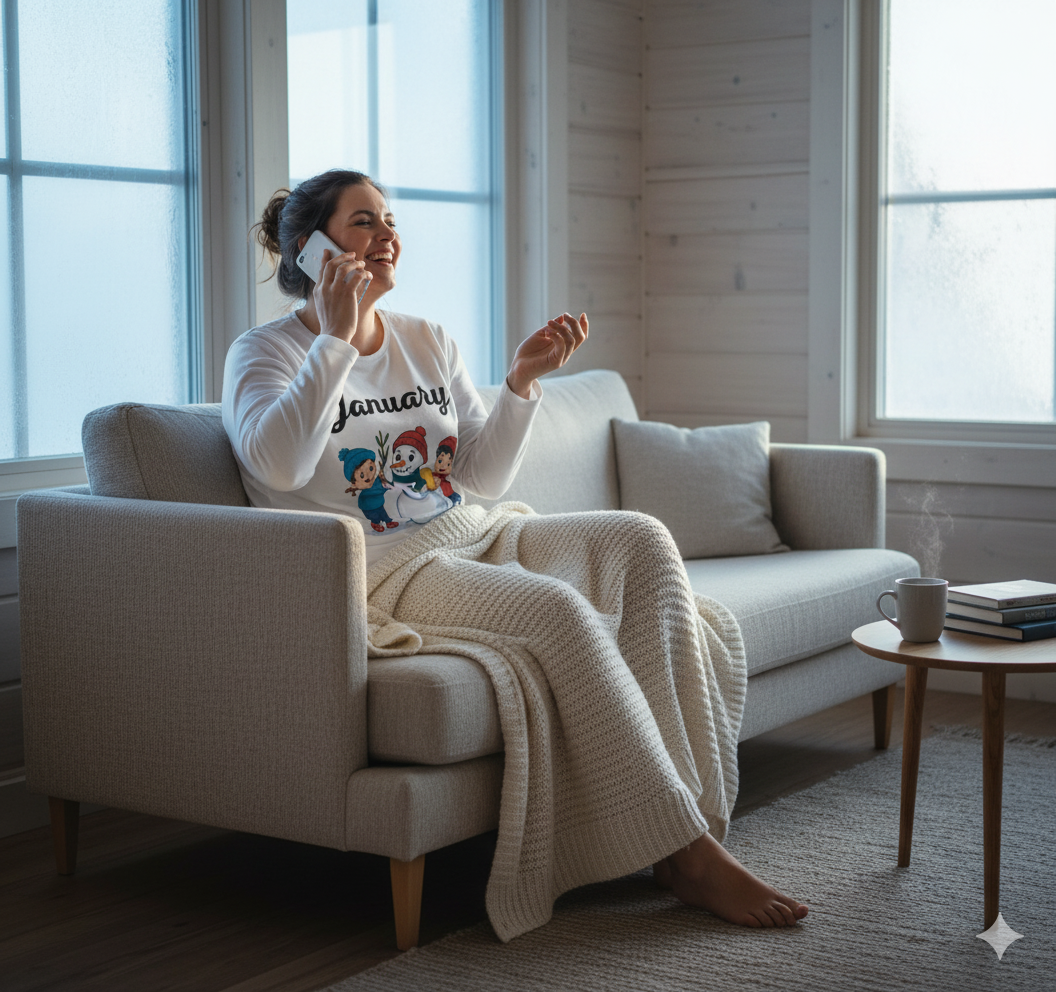 Pyjama femme 2 pièces “January” – doux, extensible, poches, grande taille - Big Smiles All Sizes
