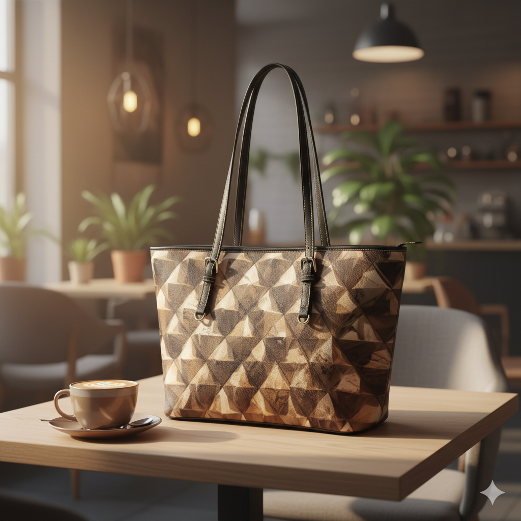 Brown 3D Effect Vegan Leather Tote Bag – Bold Style and Urban Sophistication