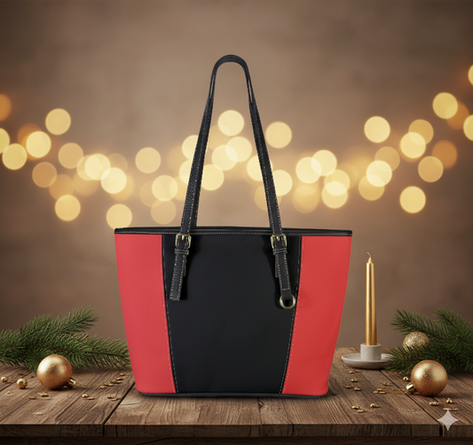 Bolso tote de piel vegana rojo y negro: contraste entre elegancia y estilo urbano