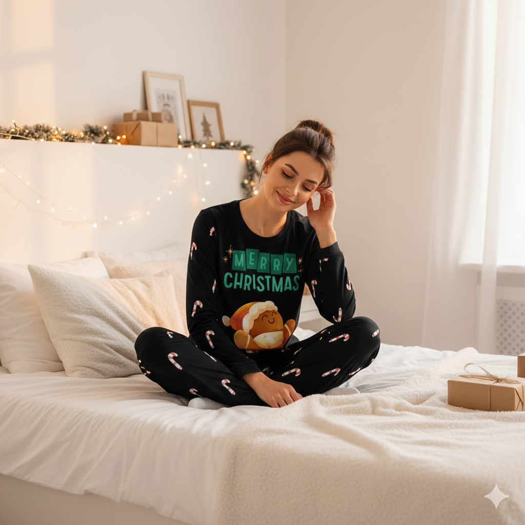 Pyjama de Noël « Pain d’épices & Candy Canes » – Ensemble 2 pièces XS à 6XL | Big Smiles