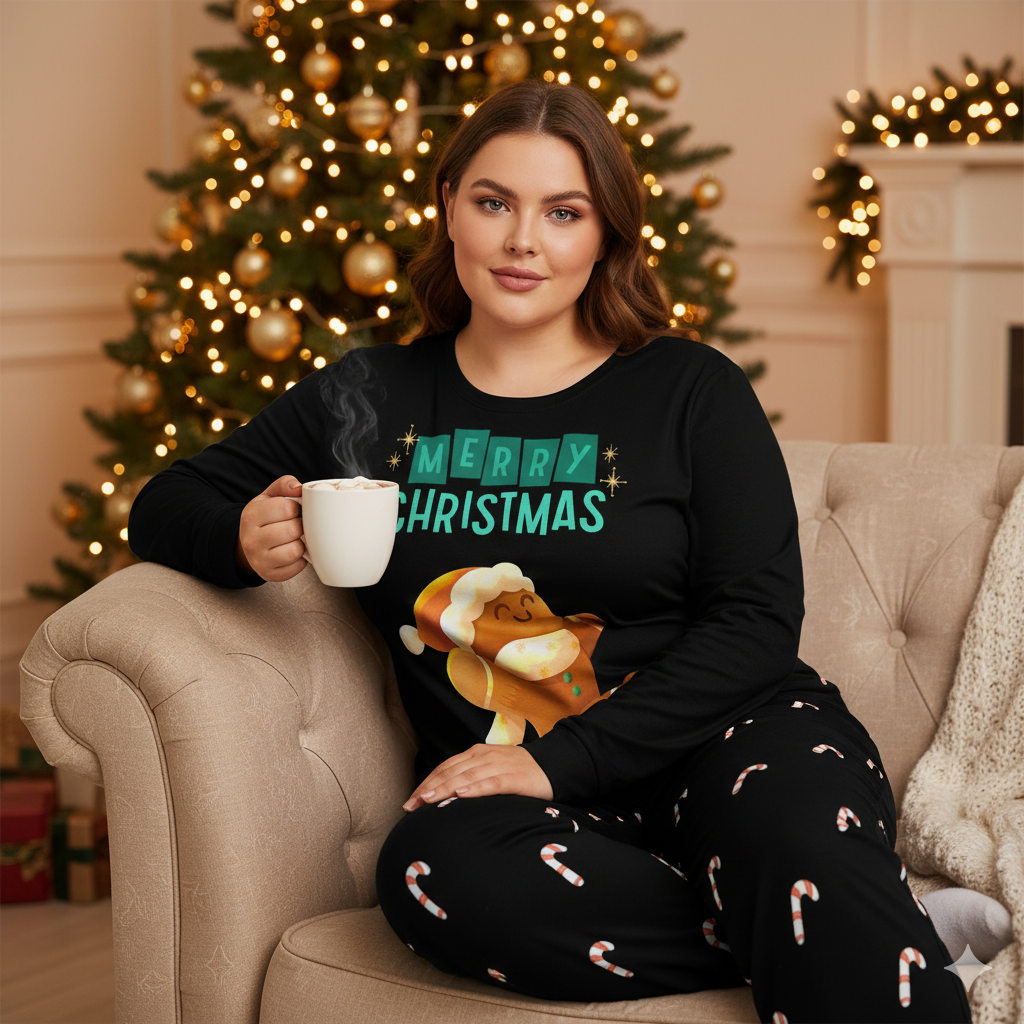 Pyjama de Noël « Pain d’épices & Candy Canes » – Ensemble 2 pièces XS à 6XL | Big Smiles
