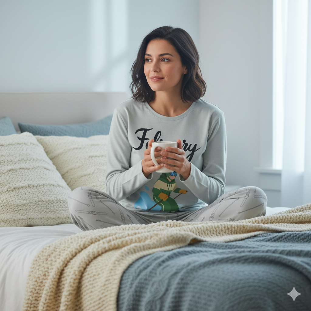 Pyjama d’hiver « February Ski » – Ensemble 2 pièces XS à 6XL | Big Smiles