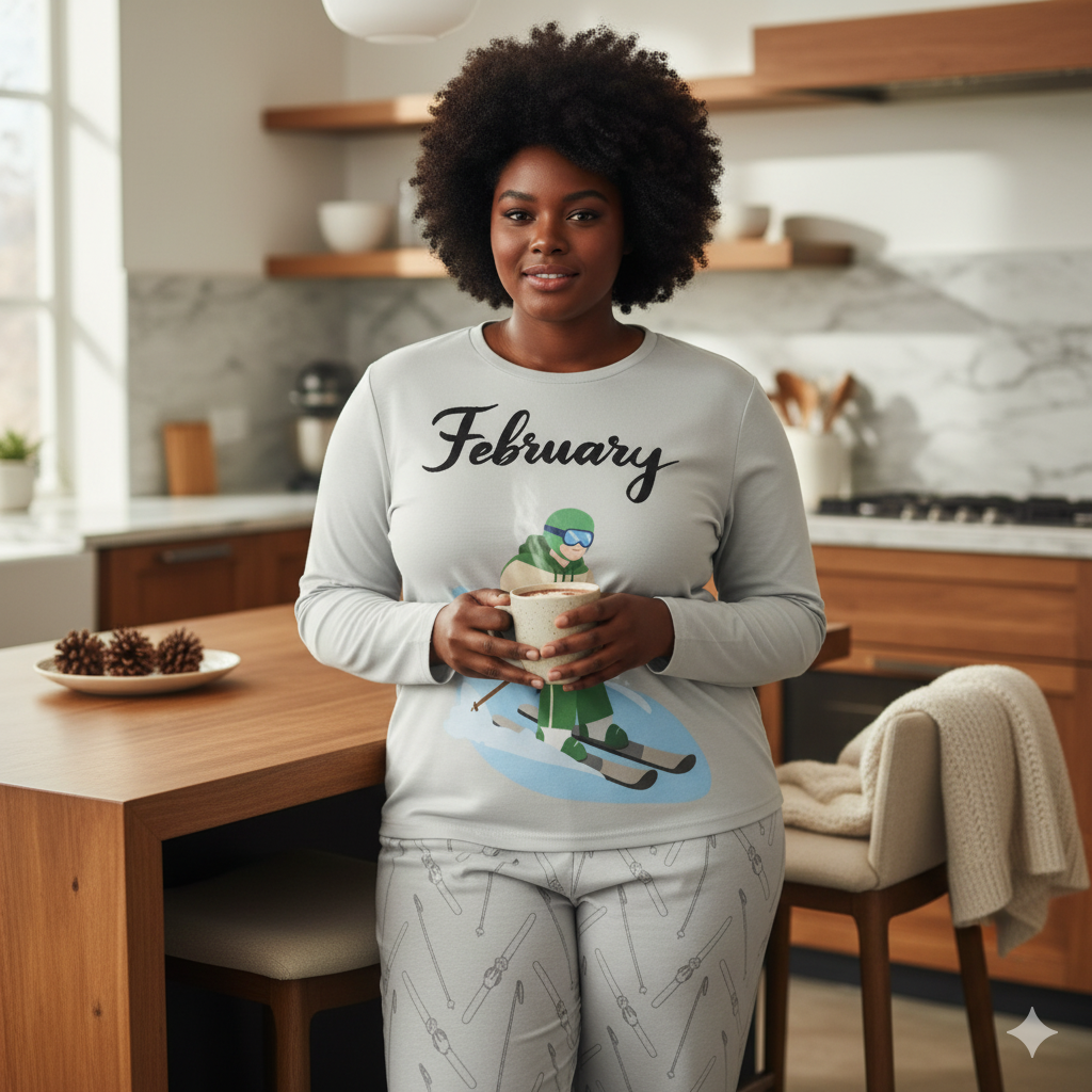 Pyjama d’hiver « February Ski » – Ensemble 2 pièces XS à 6XL | Big Smiles