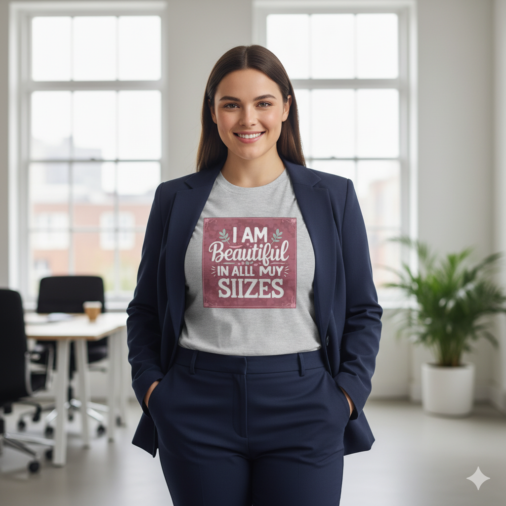 Camiseta burdeos para mujer «Soy guapa en todas mis tallas»: algodón de 190 g, impresión DTG HD, tallas S a 6XL.