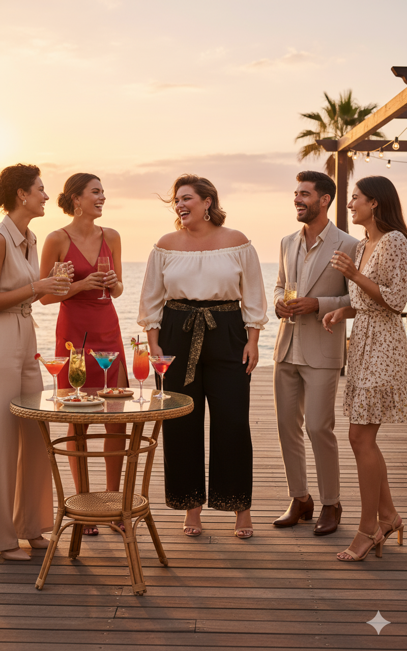 Pantalon large noir à taille élastique à nouer, détails dorés & poches – S à 5XL - Big Smiles All Sizes