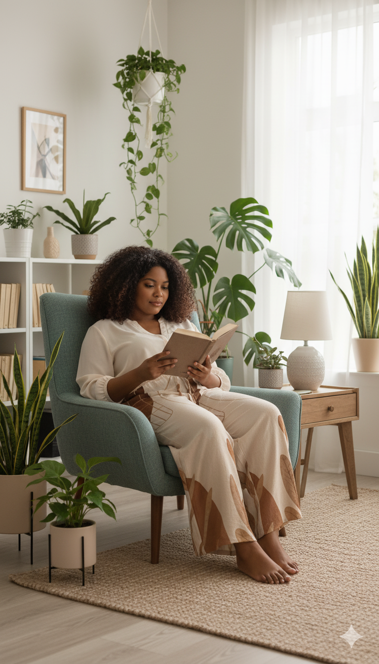 Pantalon large beige motifs feuilles – taille haute élastique à cordon & poches (XS à 5XL) - Big Smiles All Sizes