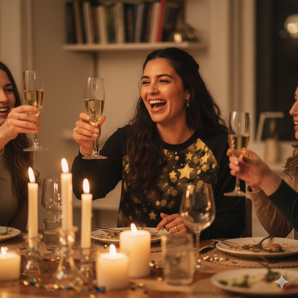 T-shirt raglan femme manches longues noir & étoiles dorées – spécial fêtes (S à 6XL) - Big Smiles All Sizes